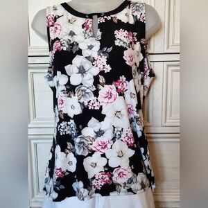 Sleeveless Knit Floral Top